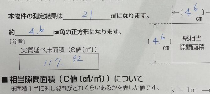 高気密住宅　C値0.18　＜堺市現場K様邸＞