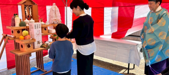 春の晴天日の地鎮祭＜羽曳野市現場＞